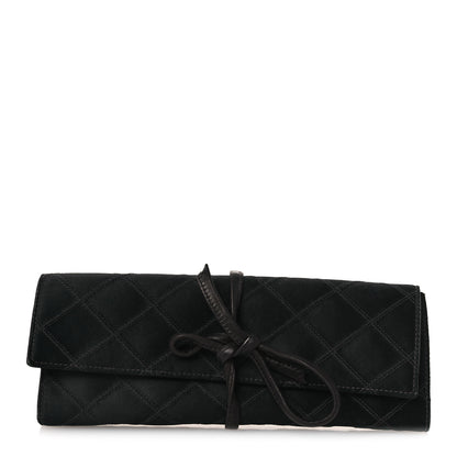 Chanel Satin Quilted Jewelry Roll Case Black 1 of 10