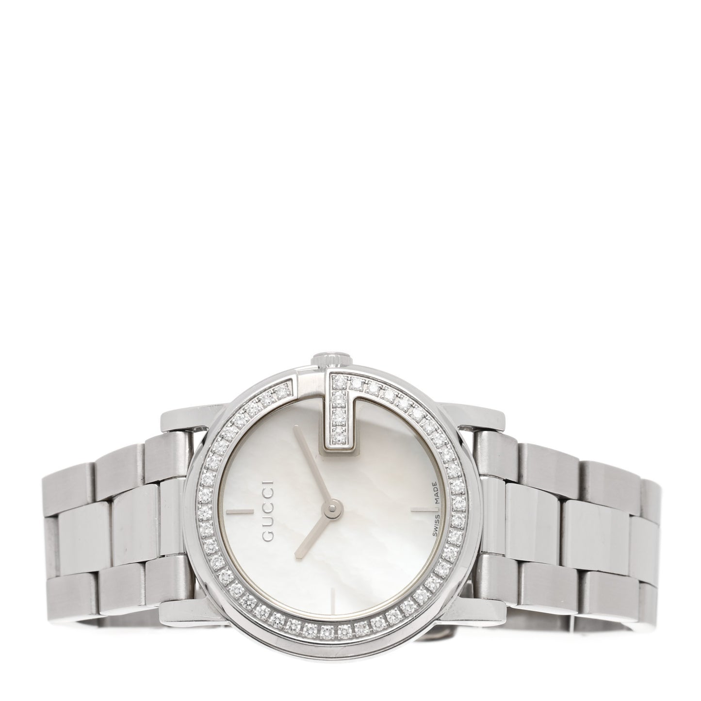 Stainless Steel Diamond Bezel Mother of Pearl 27mm 101L Quartz Watch