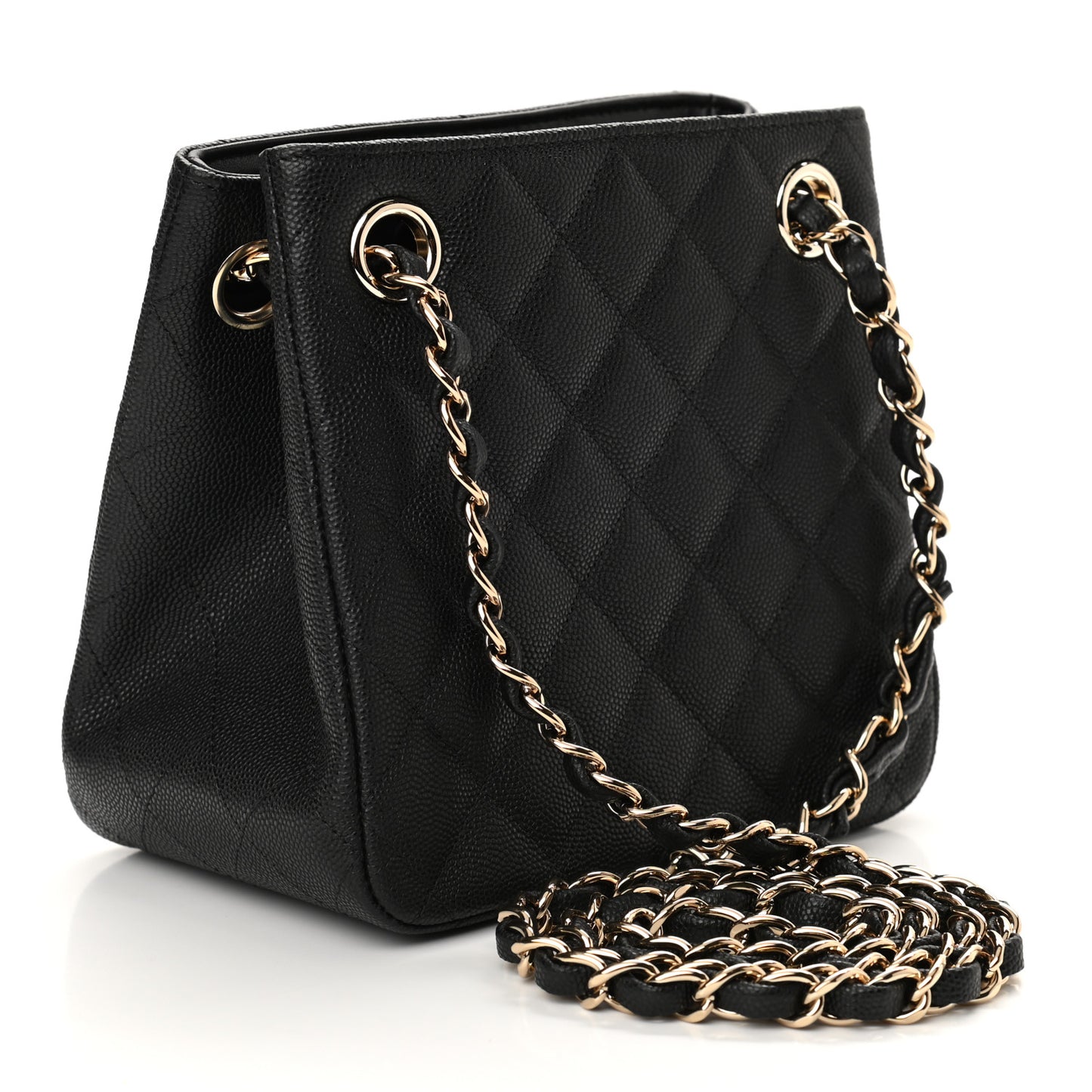 Caviar Quilted Mini Bucket Bag Black