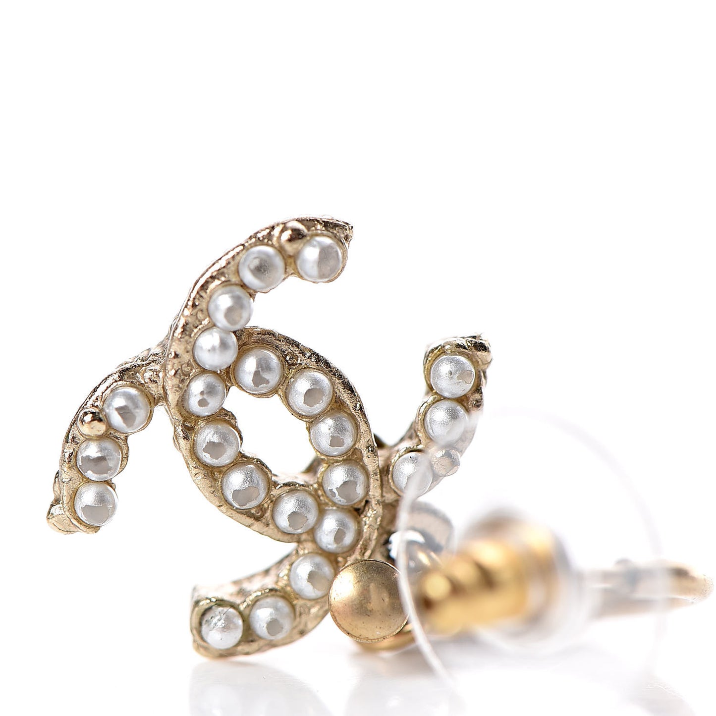 Pearl CC Dangle Earrings Light Gold