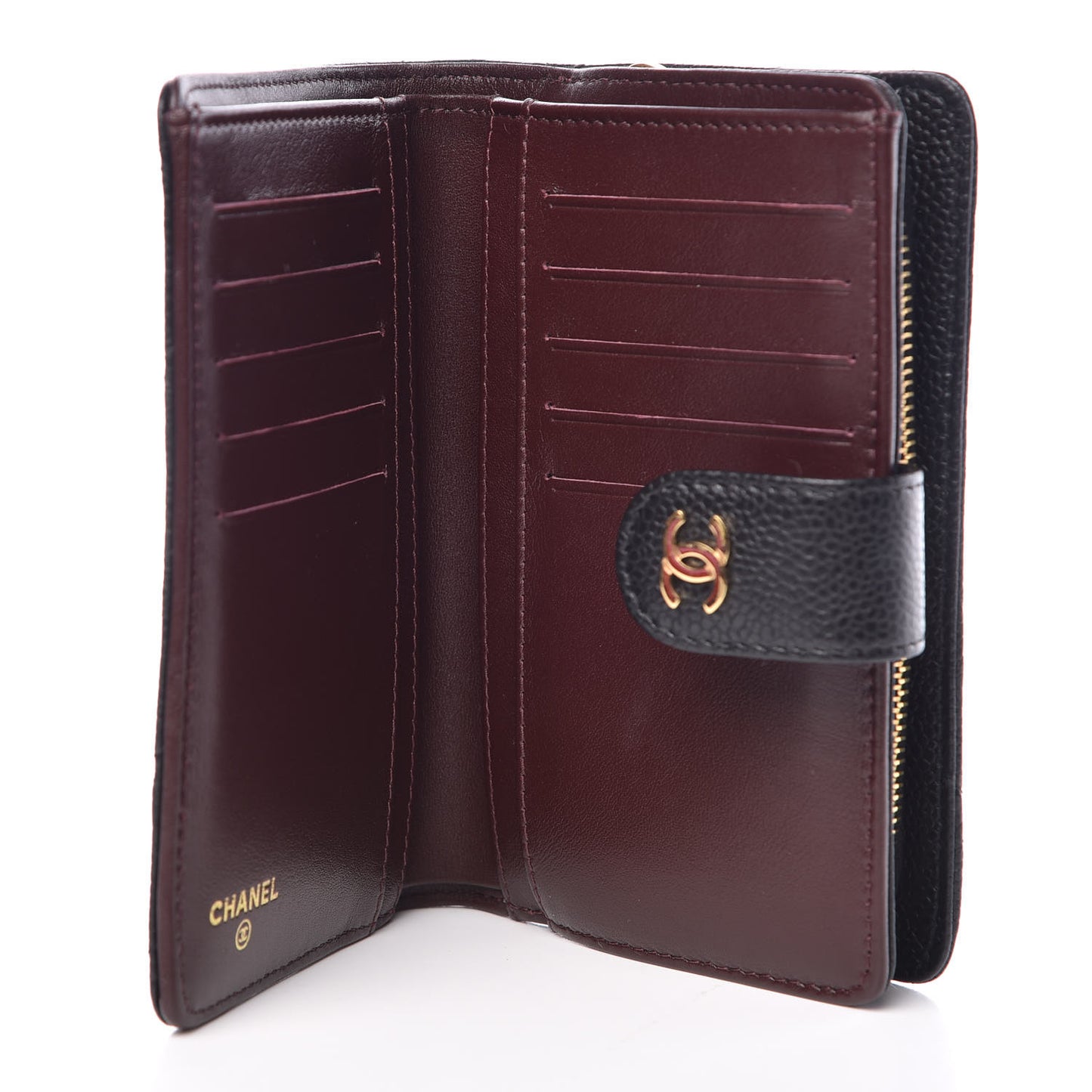 Caviar Quilted Zipped Pocket Wallet Black