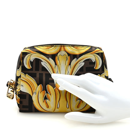 Fendi X VERSACE Nylon Fendace FF Baroque Print Small Trapezoid Beauty Pouch Gold 2 of 6