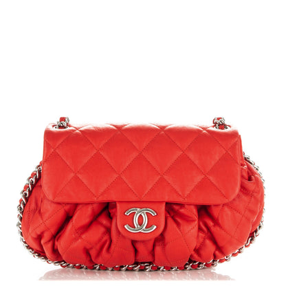 Chanel Washed Lambskin Quilted Medium Chain Around Messenger Red 1 of 6