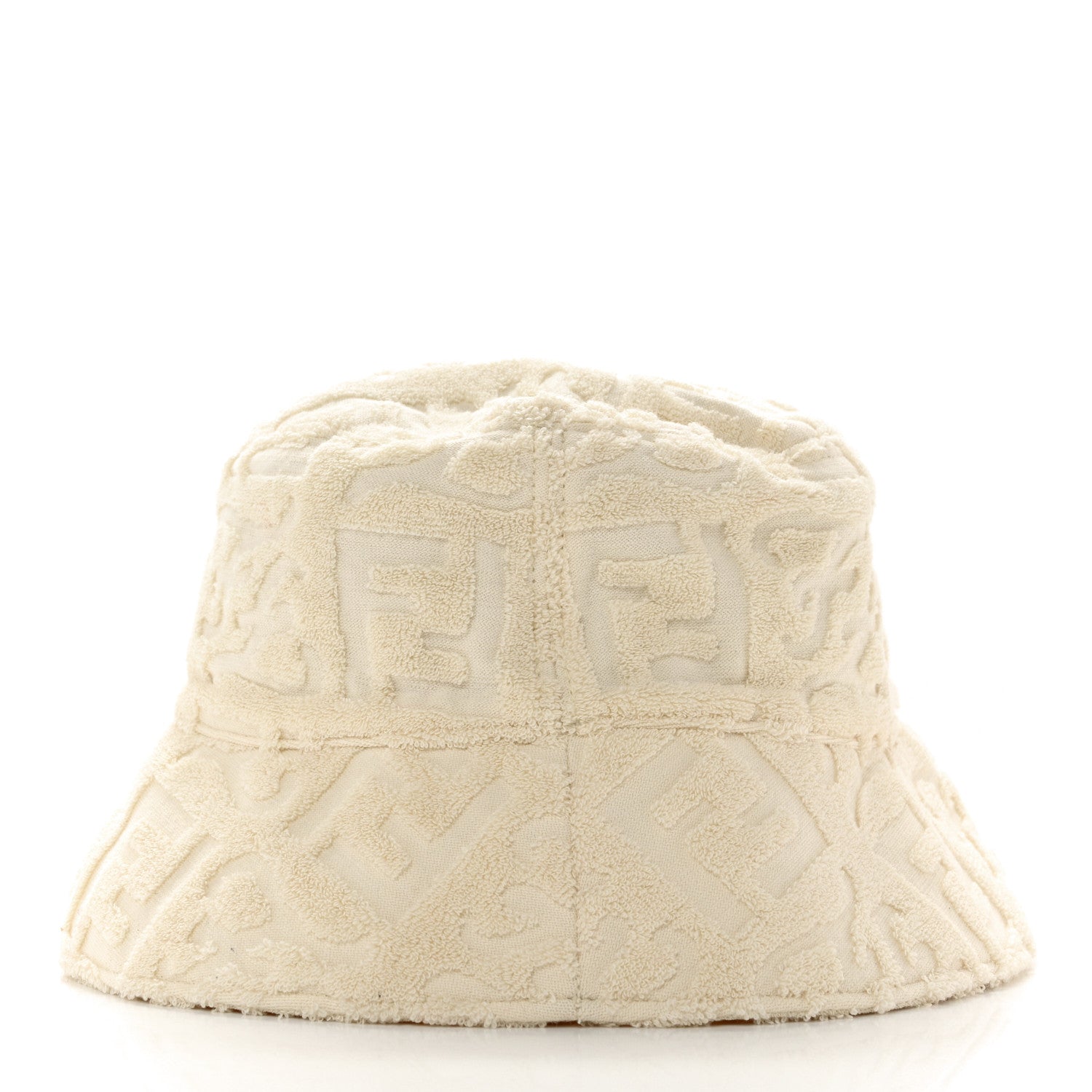 Fendi Terrycloth Karligraphy Embroidered Bucket Hat M White 6 of 8
