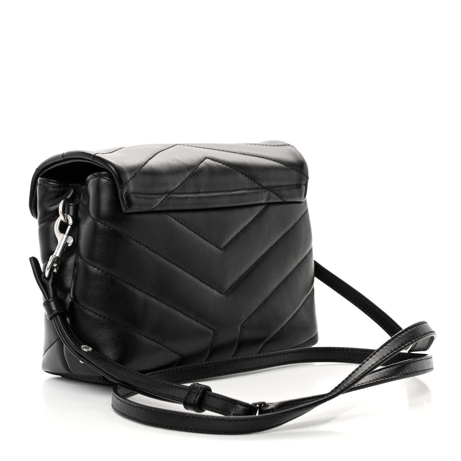 Saint Laurent Calfskin Y Quilted Monogram Toy Loulou Crossbody Bag Black 3 of 12
