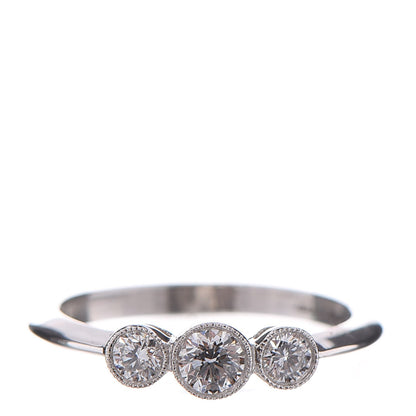 Tiffany Platinum Diamond Three Stone Milgrain Ring 49 4.75 1 of 5