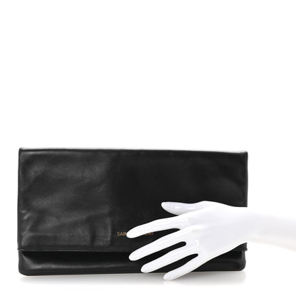 Saint Laurent Smooth Calfskin Letters Fold-Over Clutch Black 2 of 6