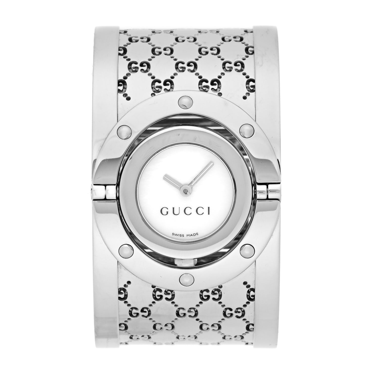 Gucci Stainless Steel Mother of Pearl 33mm Twirl Quartz Watch 1 of 5