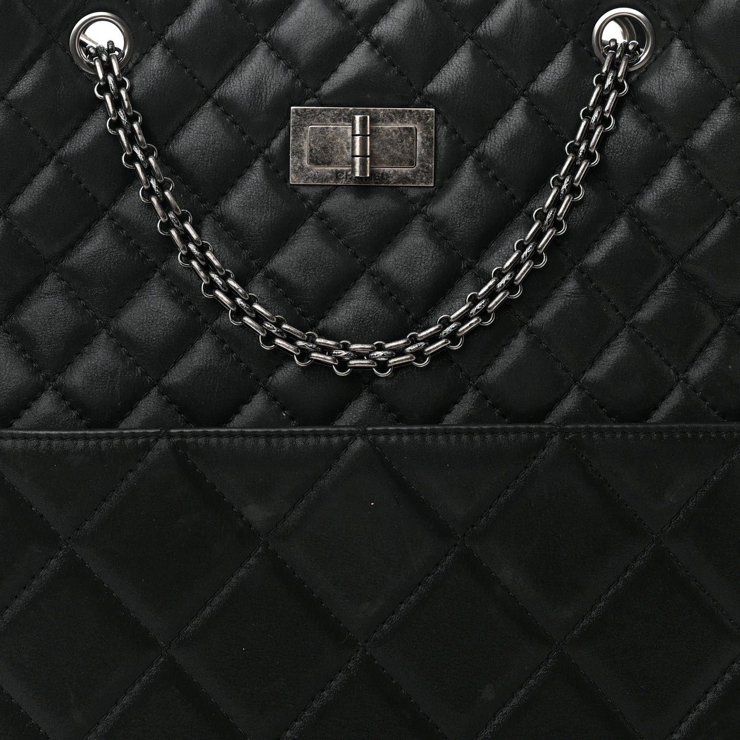 Iridescent Calfskin Quilted Reissue 2.55 Tote Black