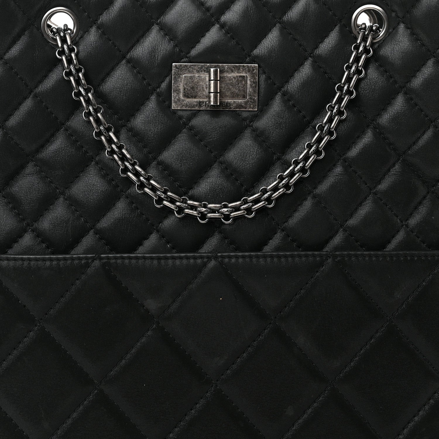 Chanel Iridescent Calfskin Quilted Reissue 2.55 Tote Black 8 of 10