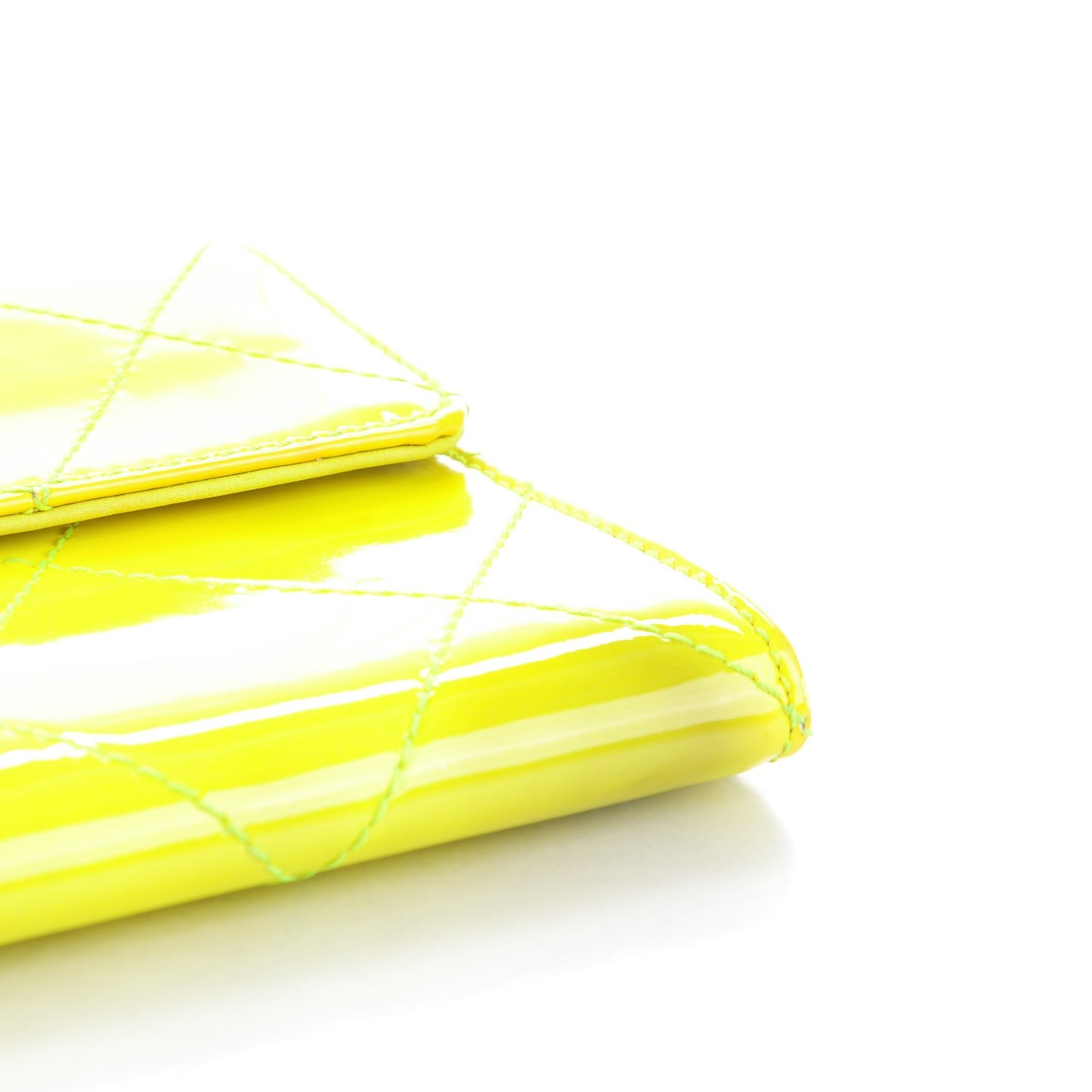 Patent Stitched CC Flap Wallet Clutch Yellow