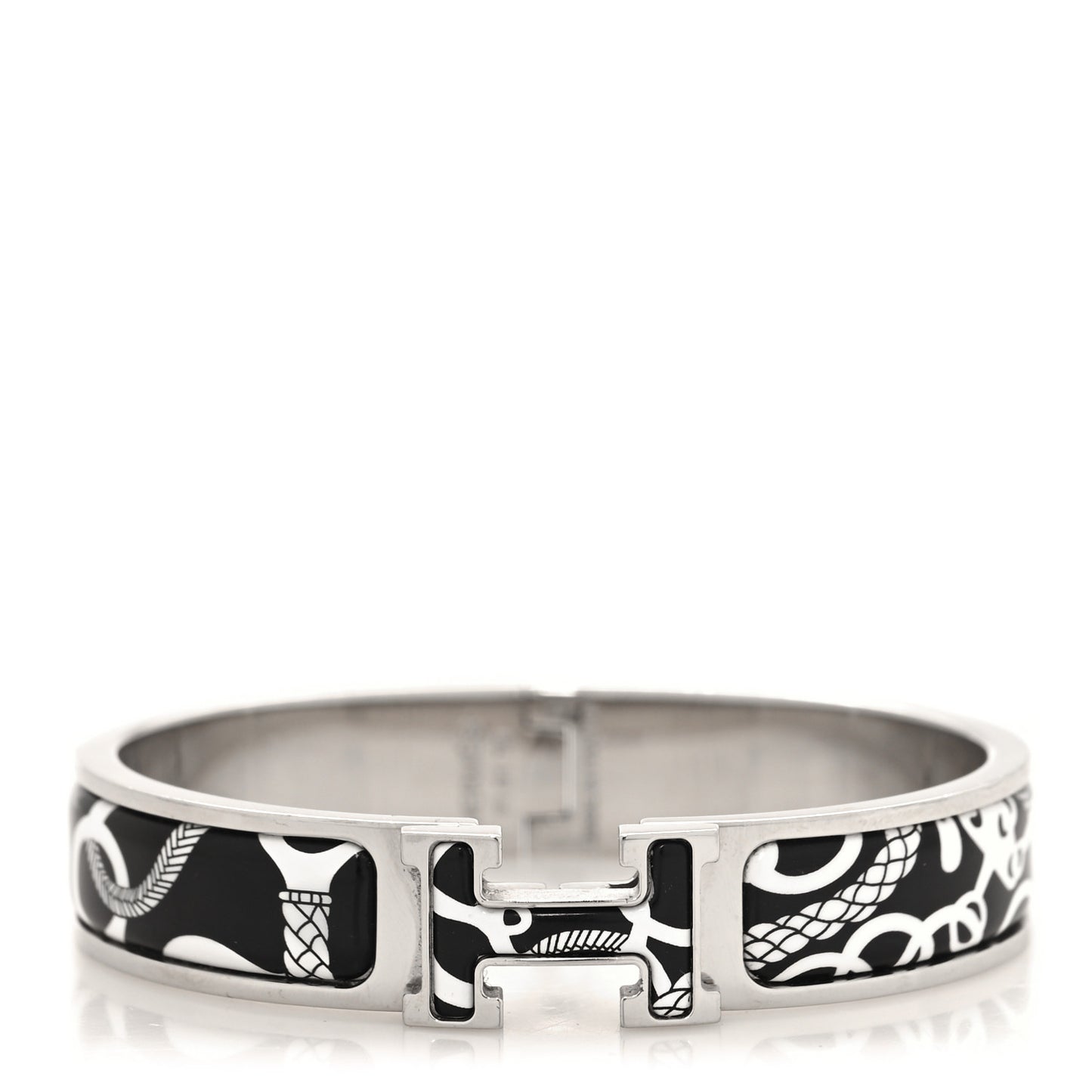 Enamel Printed Panoplie Equestre Narrow Clic Clac H Bracelet PM Positif Negatif