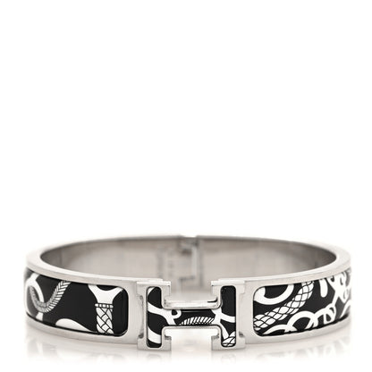 Hermes Enamel Printed Panoplie Equestre Narrow Clic Clac H Bracelet PM Positif Negatif 1 of 4