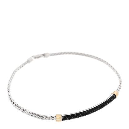 John Hardy Sterling Silver 14K Yellow Gold Black Sapphire Essential Pave Bracelet 1 of 4
