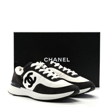 Chanel Nylon Suede Calfskin CC Sneakers 39 White Dark Grey 9 of 9