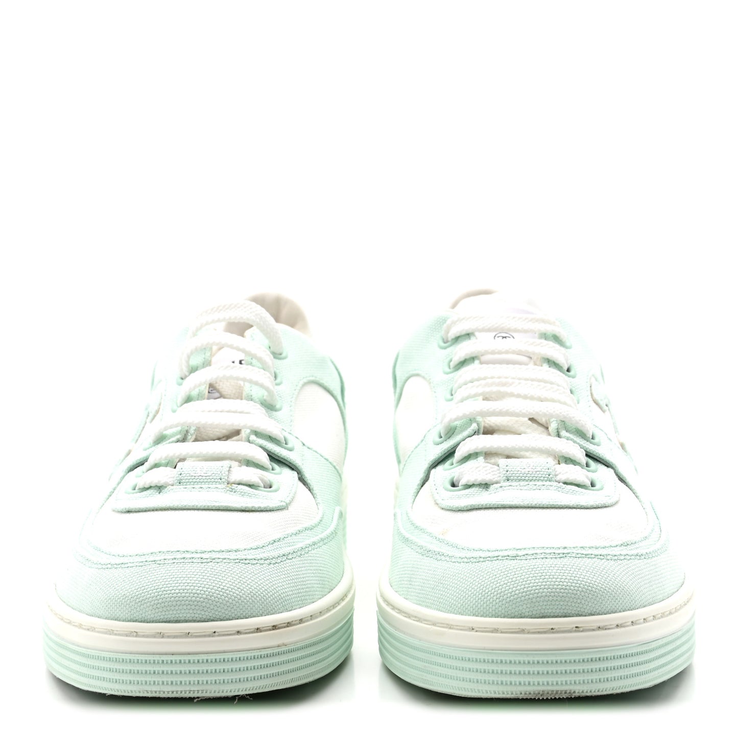 Cotton Sneakers 38.5 Light Turquoise White