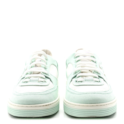 Chanel Cotton Sneakers 38.5 Light Turquoise White 3 of 9