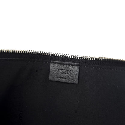 Fendi Vitello Dolce Shearling Apple Zip Around Pouch Black 6 of 7