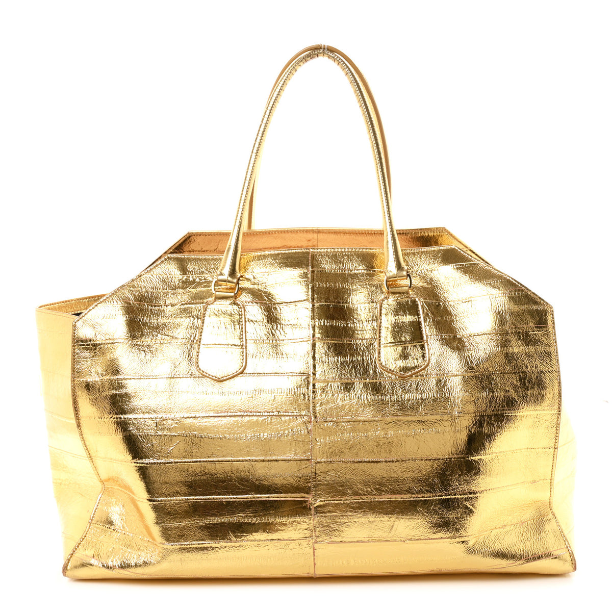 Metallic Calfskin Geo Margaux Bag Gold