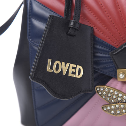 Gucci Calfskin Bamboo Trapuntata Queen Margaret Top Handle Bag Blue Agata Hibiscus Red Mystic White Sugar Pink 10 of 11