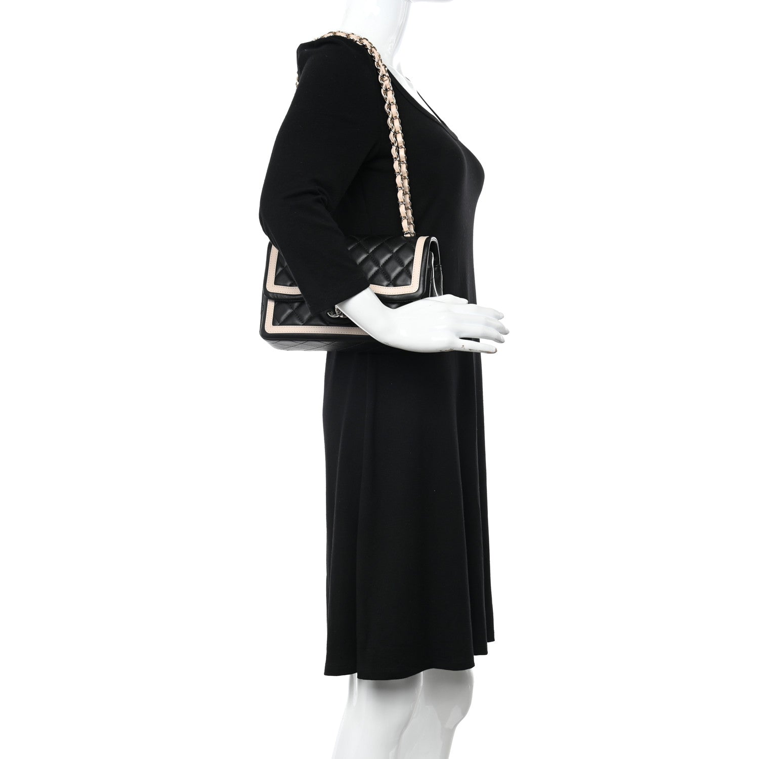 Chanel Lambskin Quilted Bicolor Flap Black Beige 2 of 11