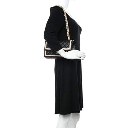 Chanel Lambskin Quilted Bicolor Flap Black Beige 2 of 11
