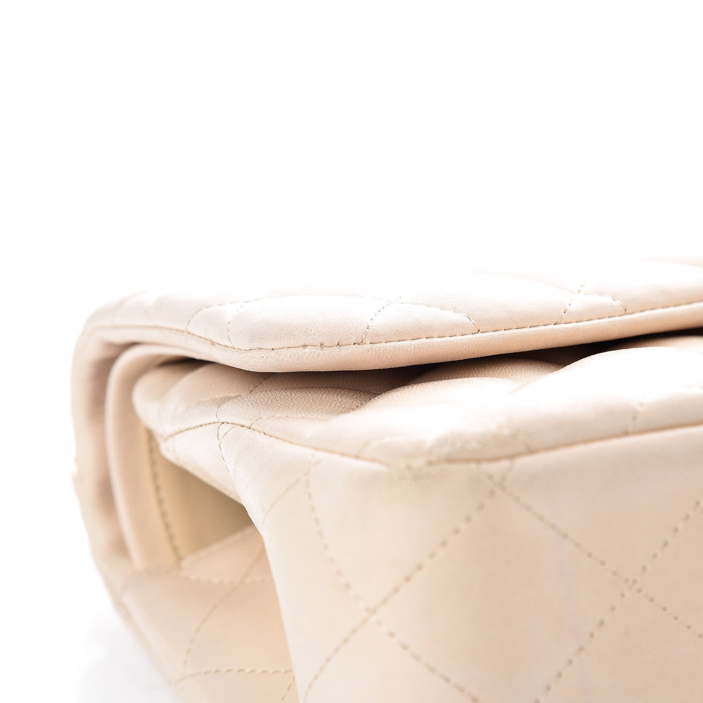 Lambskin Quilted Jumbo Double Flap Light Beige