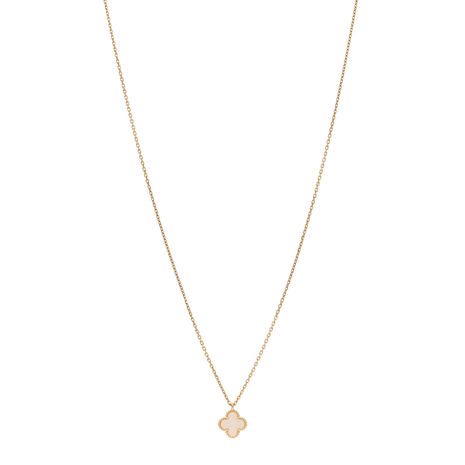 Van Cleef & Arpels 18K Yellow Gold Mother of Pearl Sweet Alhambra Pendant Necklace 1 of 6