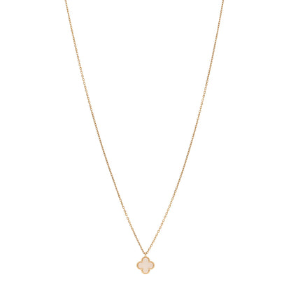Van Cleef & Arpels 18K Yellow Gold Mother of Pearl Sweet Alhambra Pendant Necklace 1 of 6