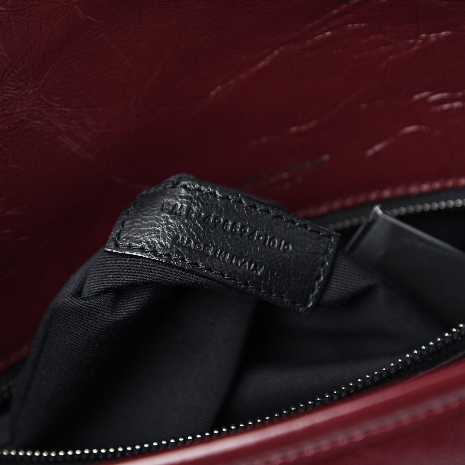 Saint Laurent Crinkled Calfskin Matelasse Monogram Medium Niki Chain Satchel Burgundy 6 of 9