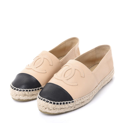 Chanel Lambskin CC Espadrilles 36 Beige Black 2 of 9