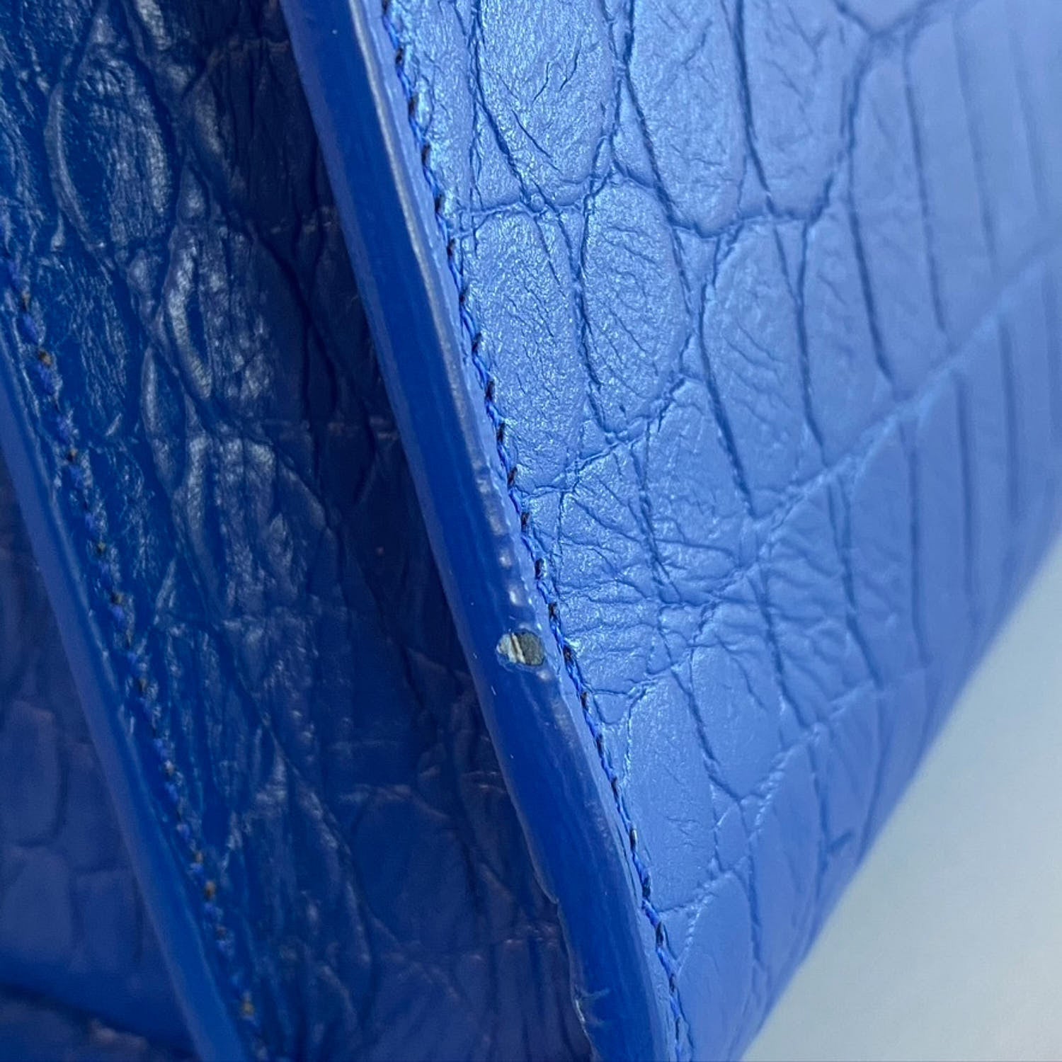 Saint Laurent Calfskin Crocodile Embossed Small Sac De Jour Royal Blue 14 of 14