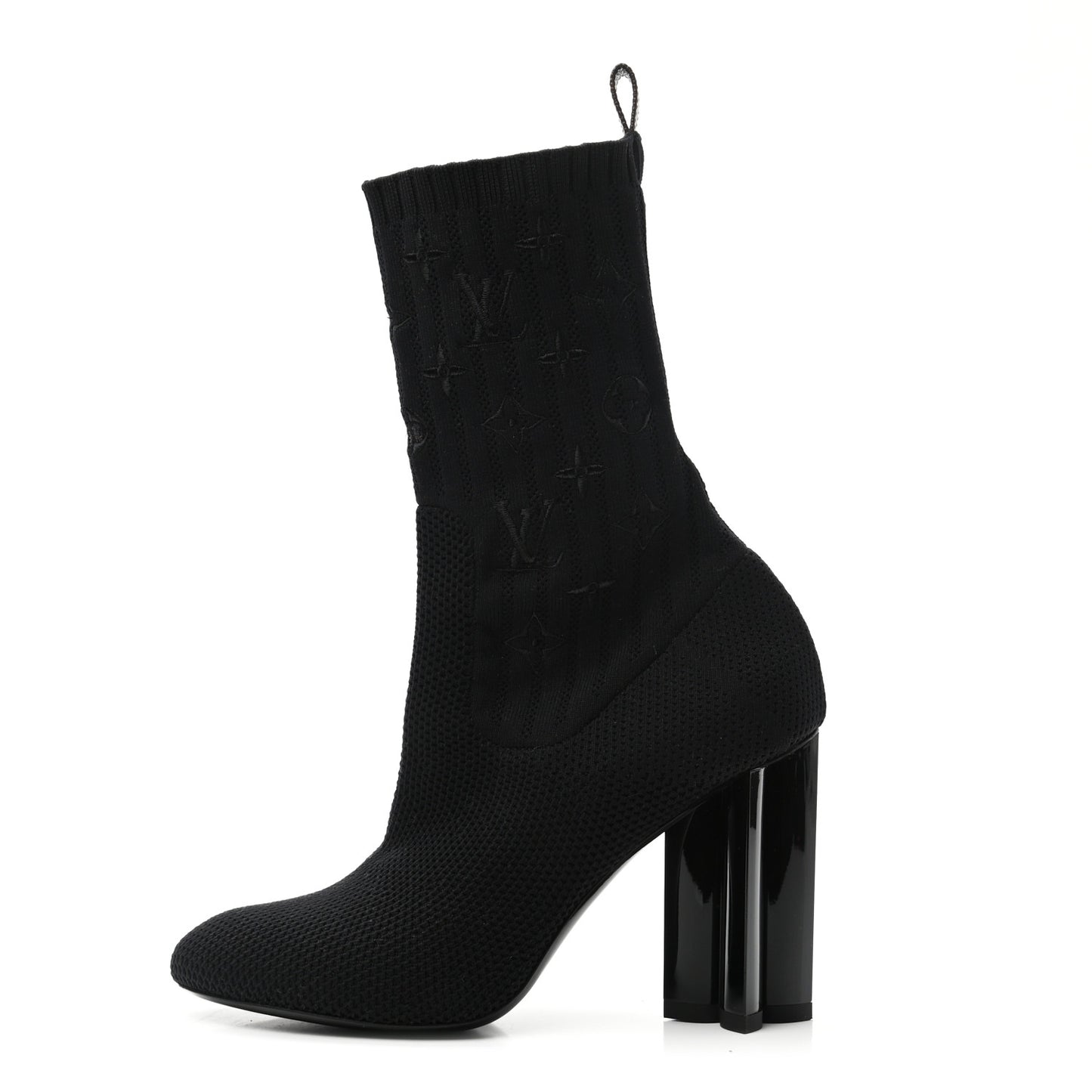 Monogram Stretch Fabric Silhouette Ankle Boots 37.5 Black