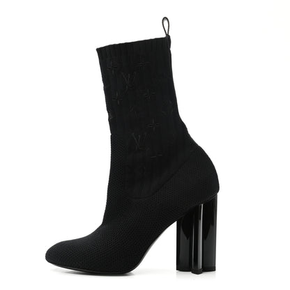 Louis Vuitton Monogram Stretch Fabric Silhouette Ankle Boots 37.5 Black 1 of 7