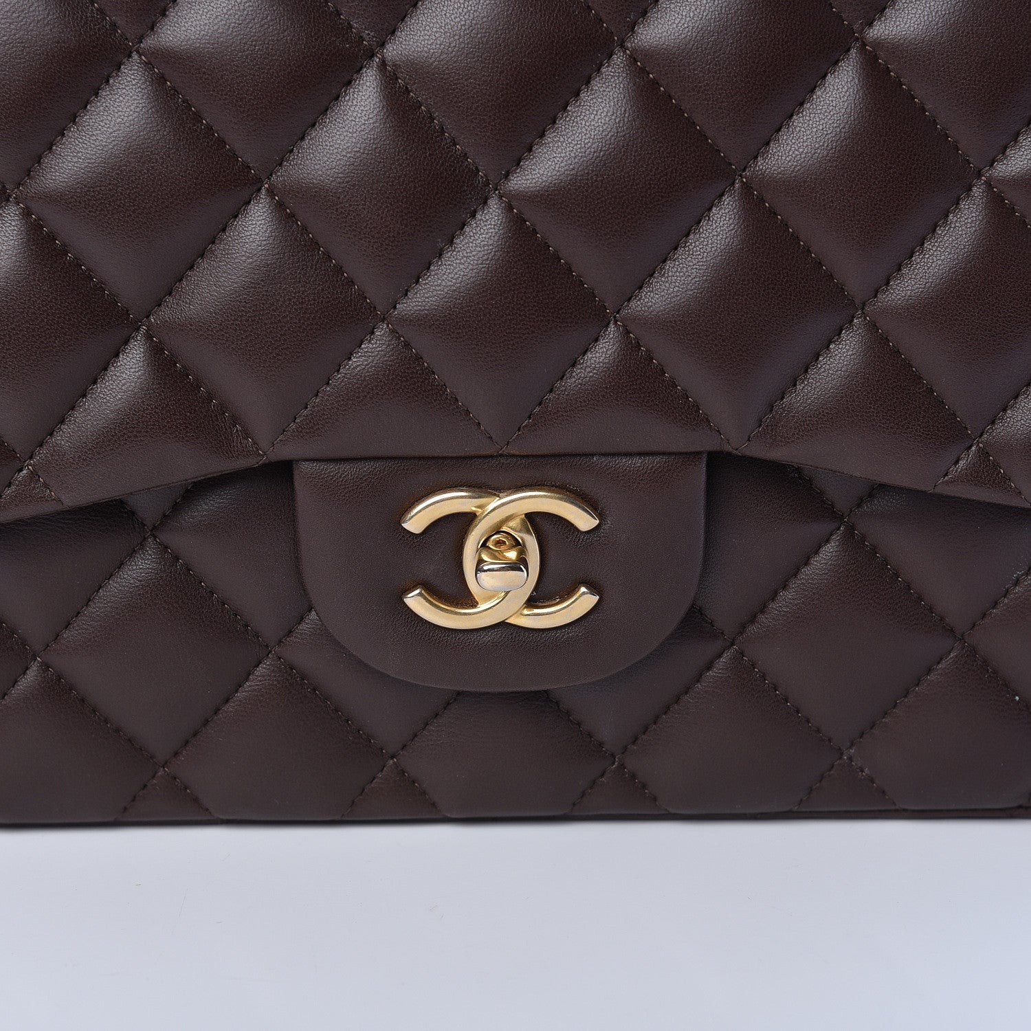 Chanel Lambskin Quilted Jumbo Single Flap Dark Brown 8 of 12