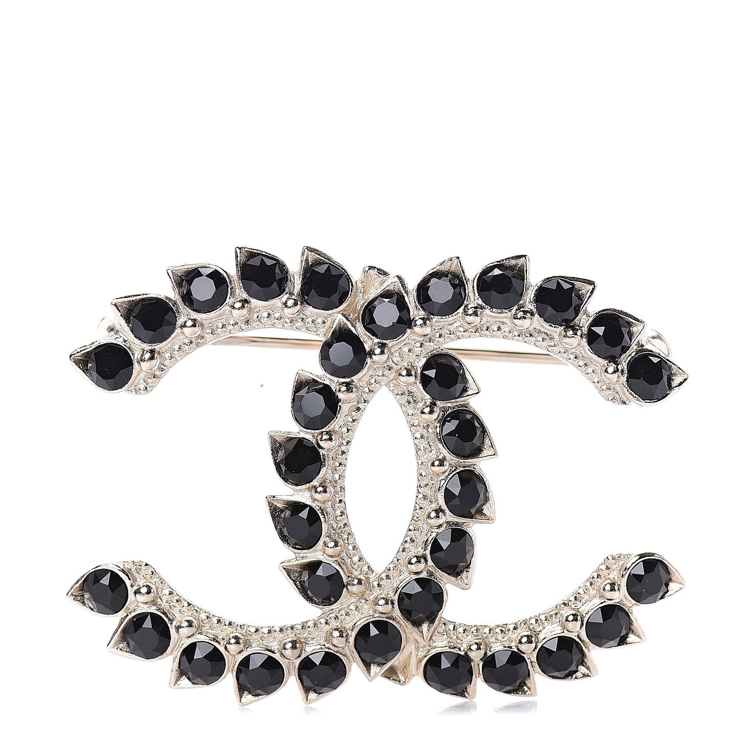 Metal Strass Crystal Dazzling Wheat CC Brooch Gold Black