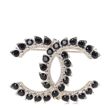Chanel Metal Strass Crystal Dazzling Wheat CC Brooch Gold Black 1 of 4