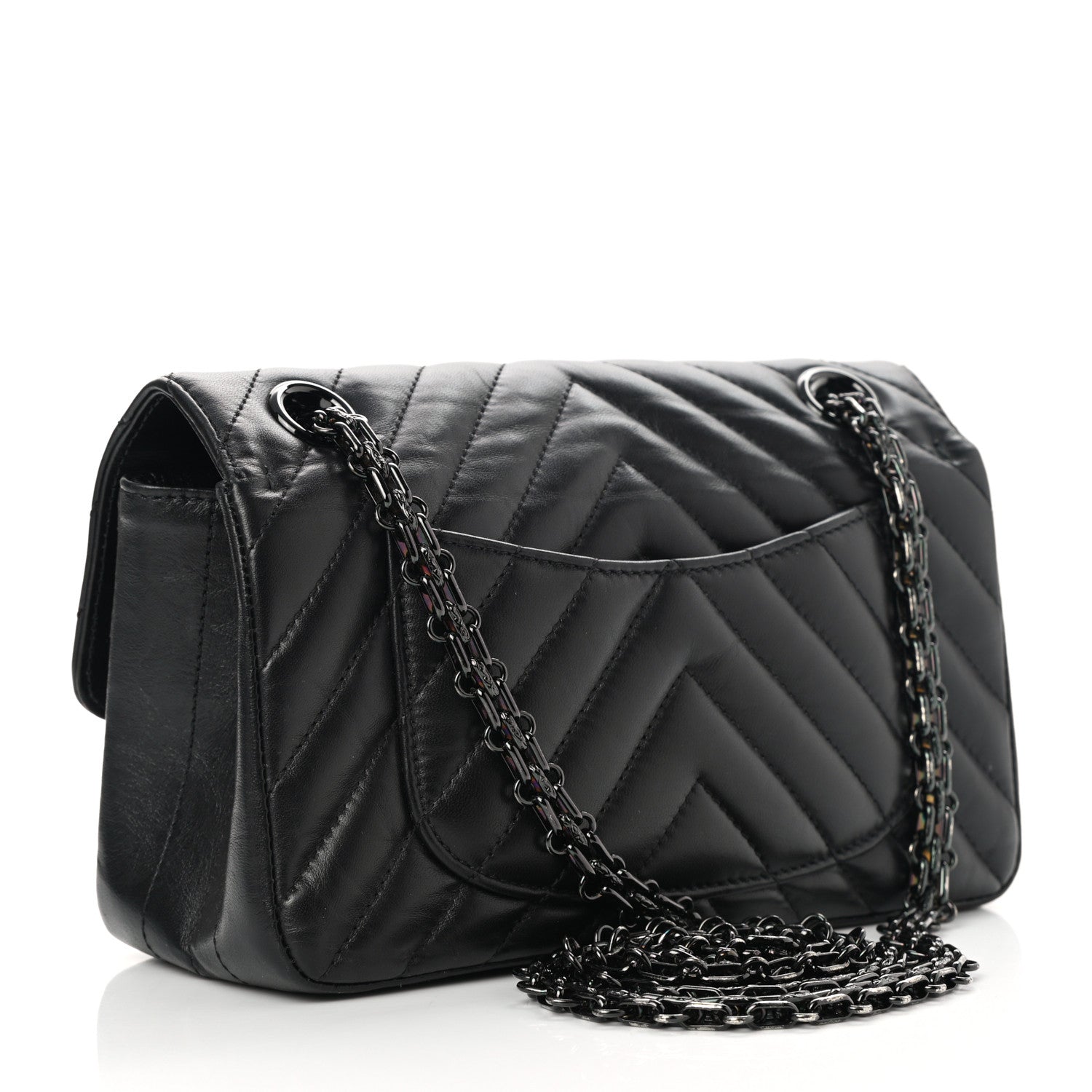 Chanel Aged Calfskin Chevron Quilted 2.55 Reissue Mini Flap So Black 3 of 12