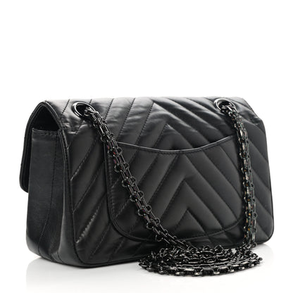 Chanel Aged Calfskin Chevron Quilted 2.55 Reissue Mini Flap So Black 3 of 12