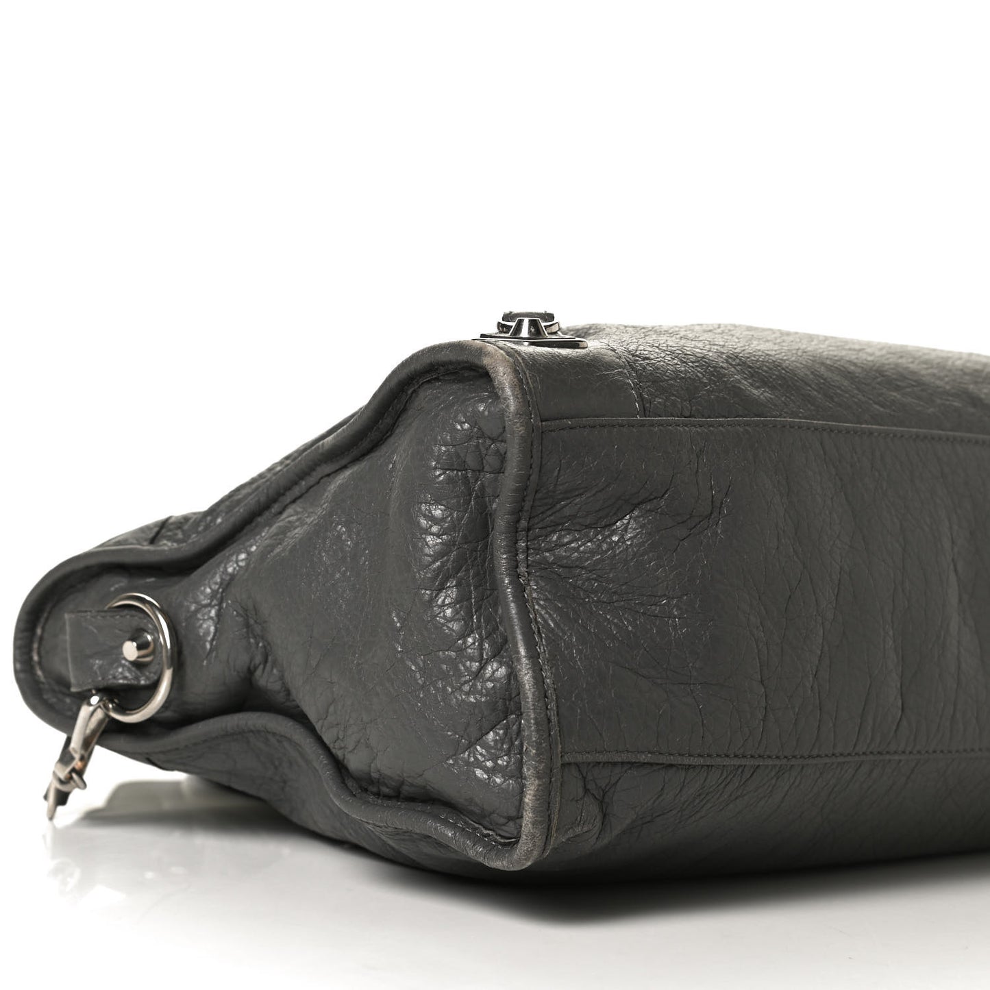 Agneau Silver Metallic Edge Hardware City Gris Cendre