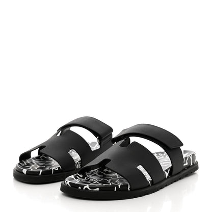 Hermes Epsom Calfskin Graff Hermes Mens Chypre Sandals 44 Black 3 of 10