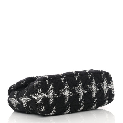 Chanel Tweed Quilted Large Chanel 19 Flap Black White 4 of 12