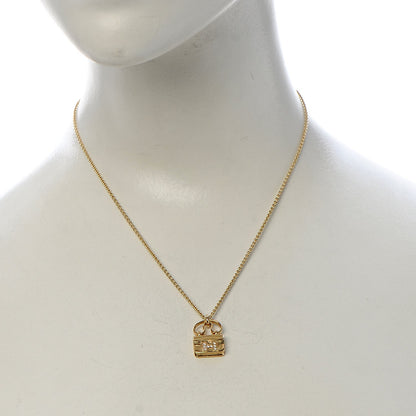 Hermes 18K Yellow Gold Diamond Constance Pendant Necklace 2 of 7