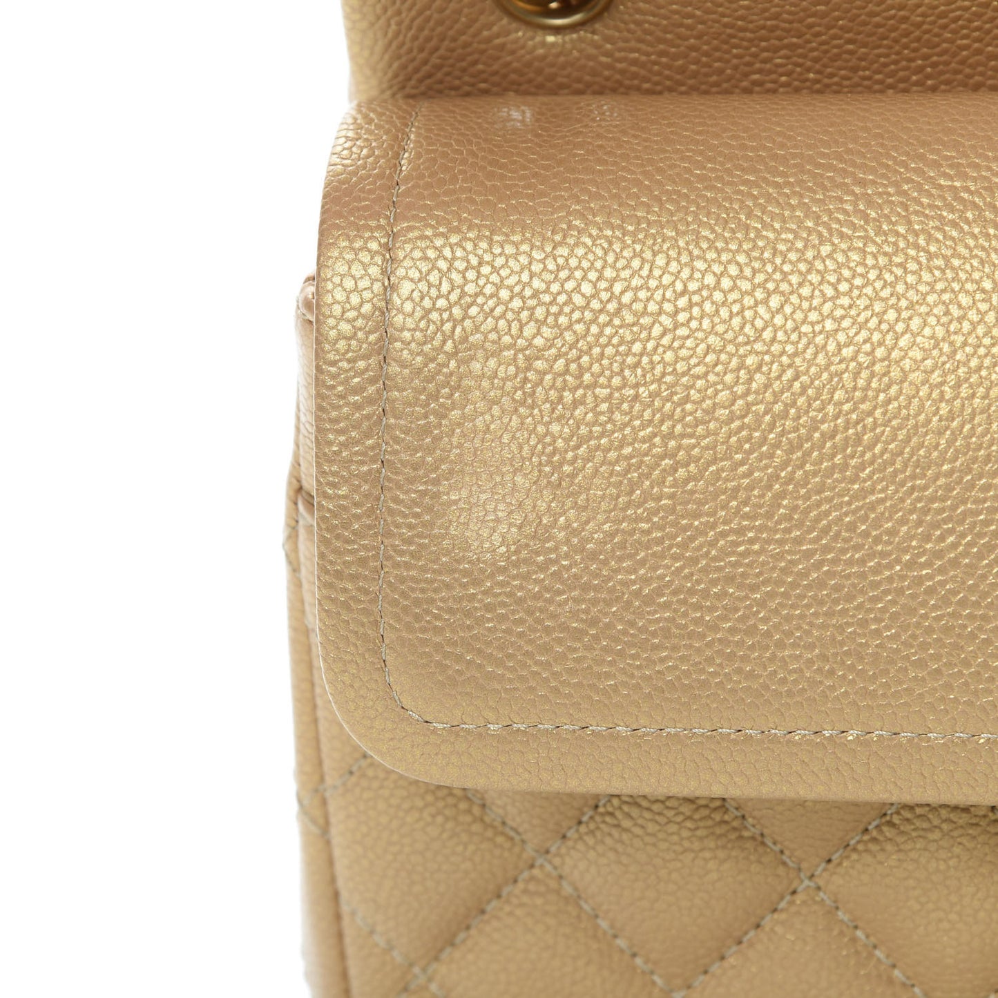 Pearly Caviar Quilted Jumbo Double Flap Gold