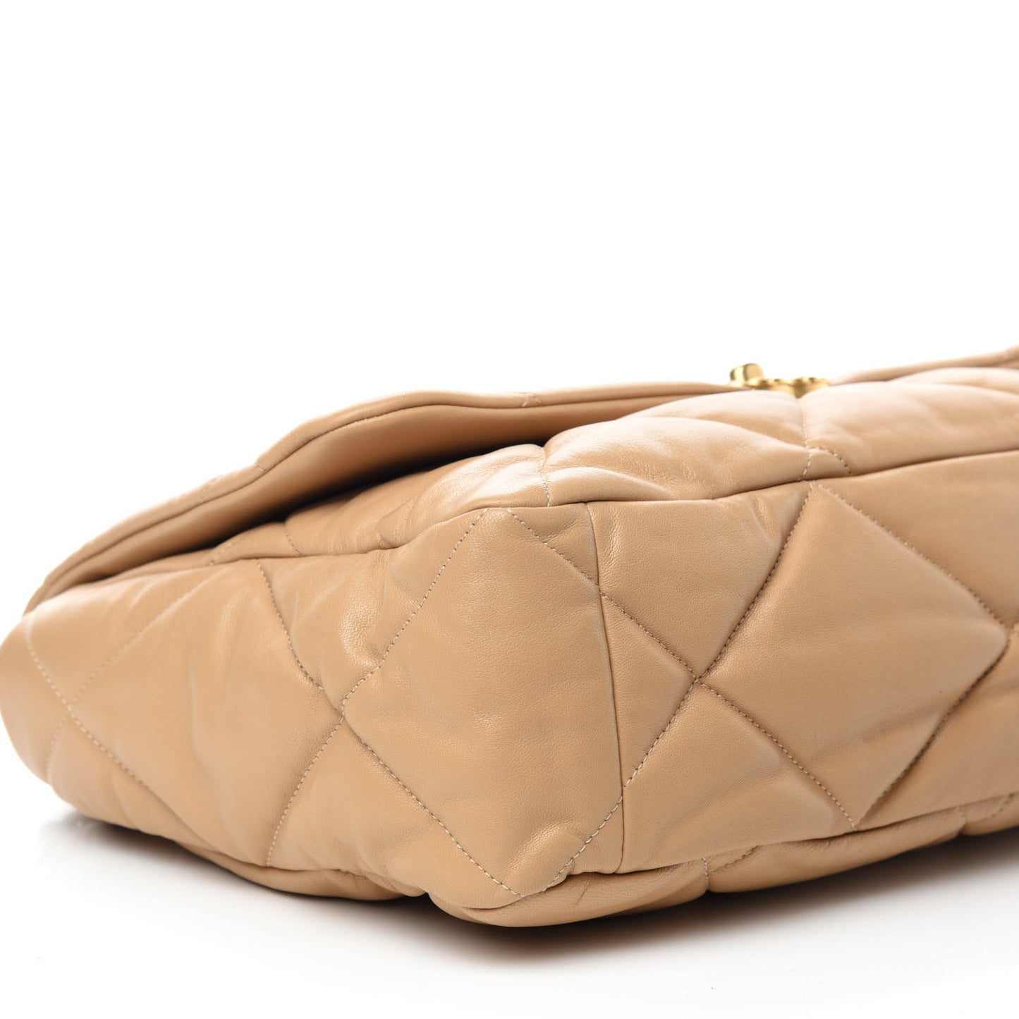 Lambskin Quilted Maxi Chanel 19 Flap Beige