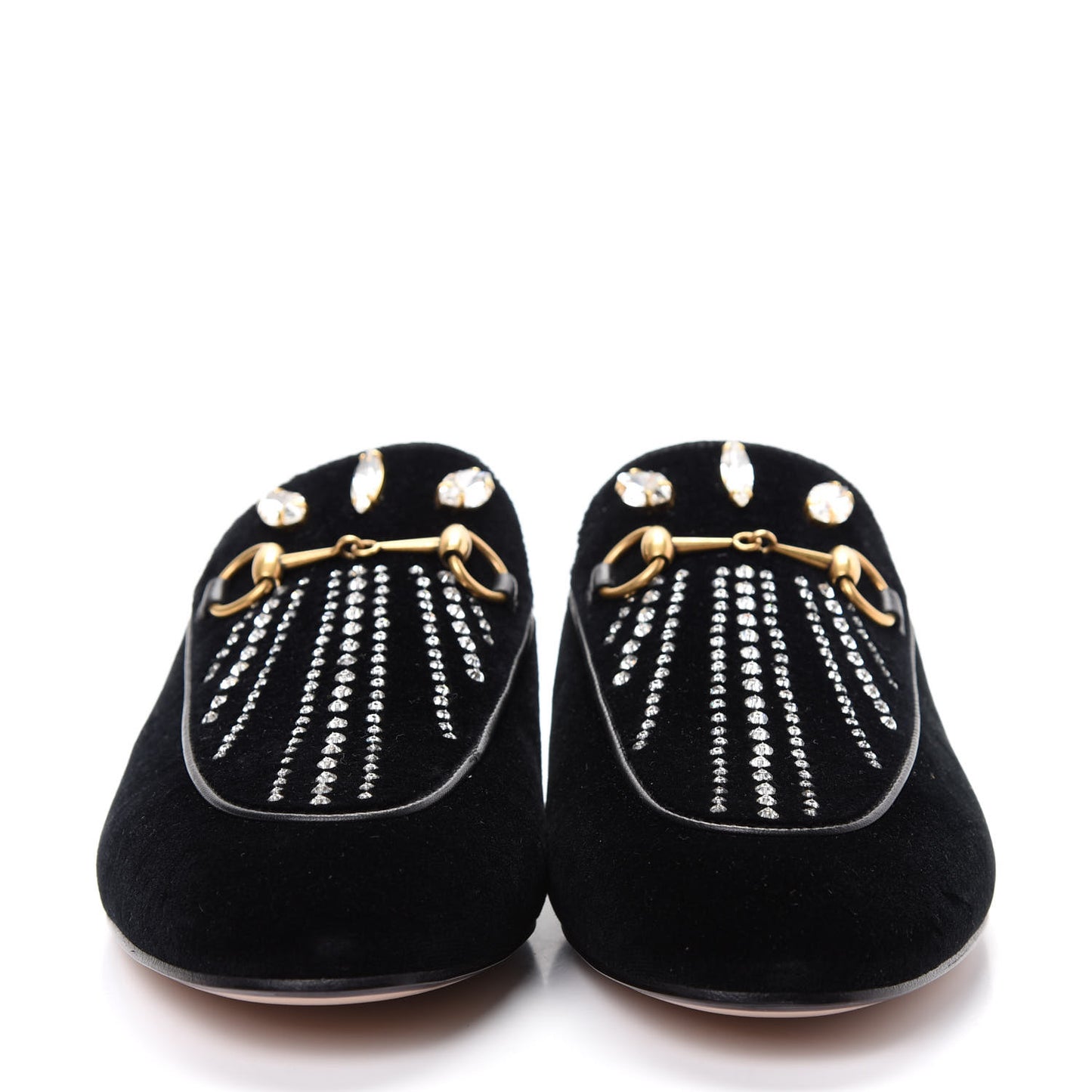 Velvet Marquise Crystals Womens Princetown Slippers 38.5 Black
