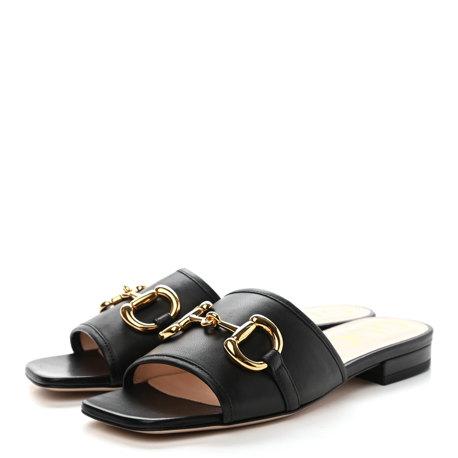 Gucci Nappa Horsebit Flat Slide Sandals 35 Black 3 of 9