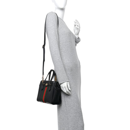 Gucci Textured Calfskin Web Small Ophidia Tote Bag Black 2 of 10