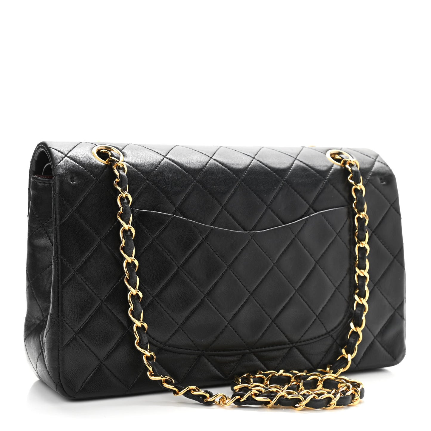 Lambskin Quilted Medium Double Flap Black