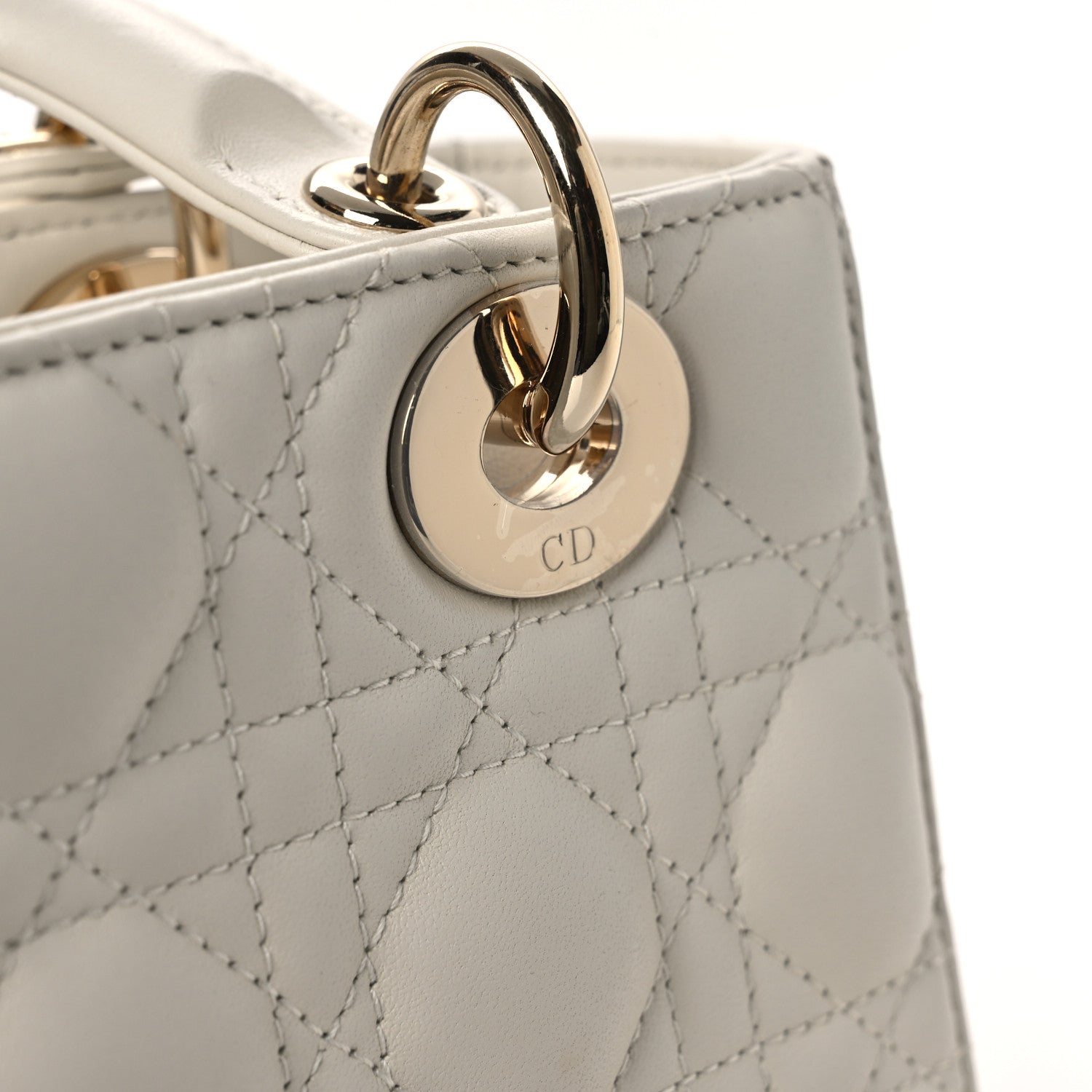 Christian Dior Lambskin Cannage Small My ABCDior Lady Dior White